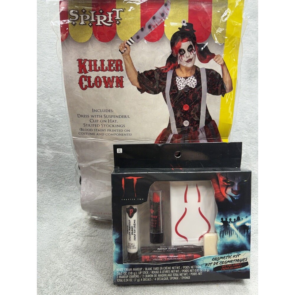 Spirit Halloween Killer Clown Costume Women Plus Size 16-20 & It Clown Makeup